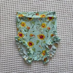 Birdie Bean Aqua Sunflower Ruffle Bamboo Bummies Shorts - Size 2T